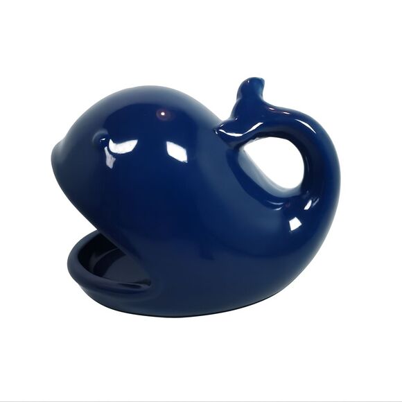 Navy Blue Whale Ceramic Kitchen Sponge Holder Multipurpose Figurine Nautical - Picture 1 of 16